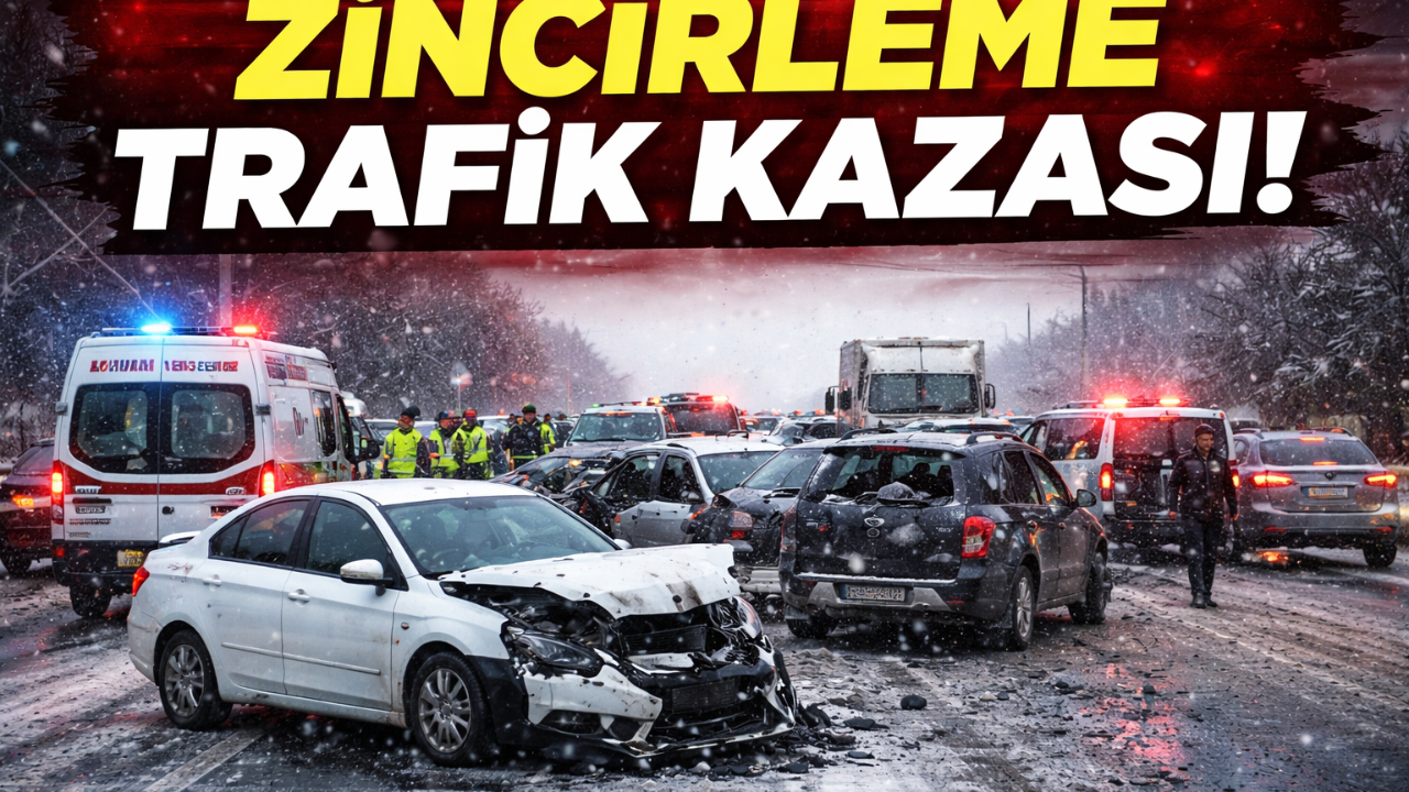 BUZLANMA ZİNCİRLEME KAZAYA NEDEN OLDU: 7 ARAÇ BİRBİRİNE GİRDİ, 4 YARALI