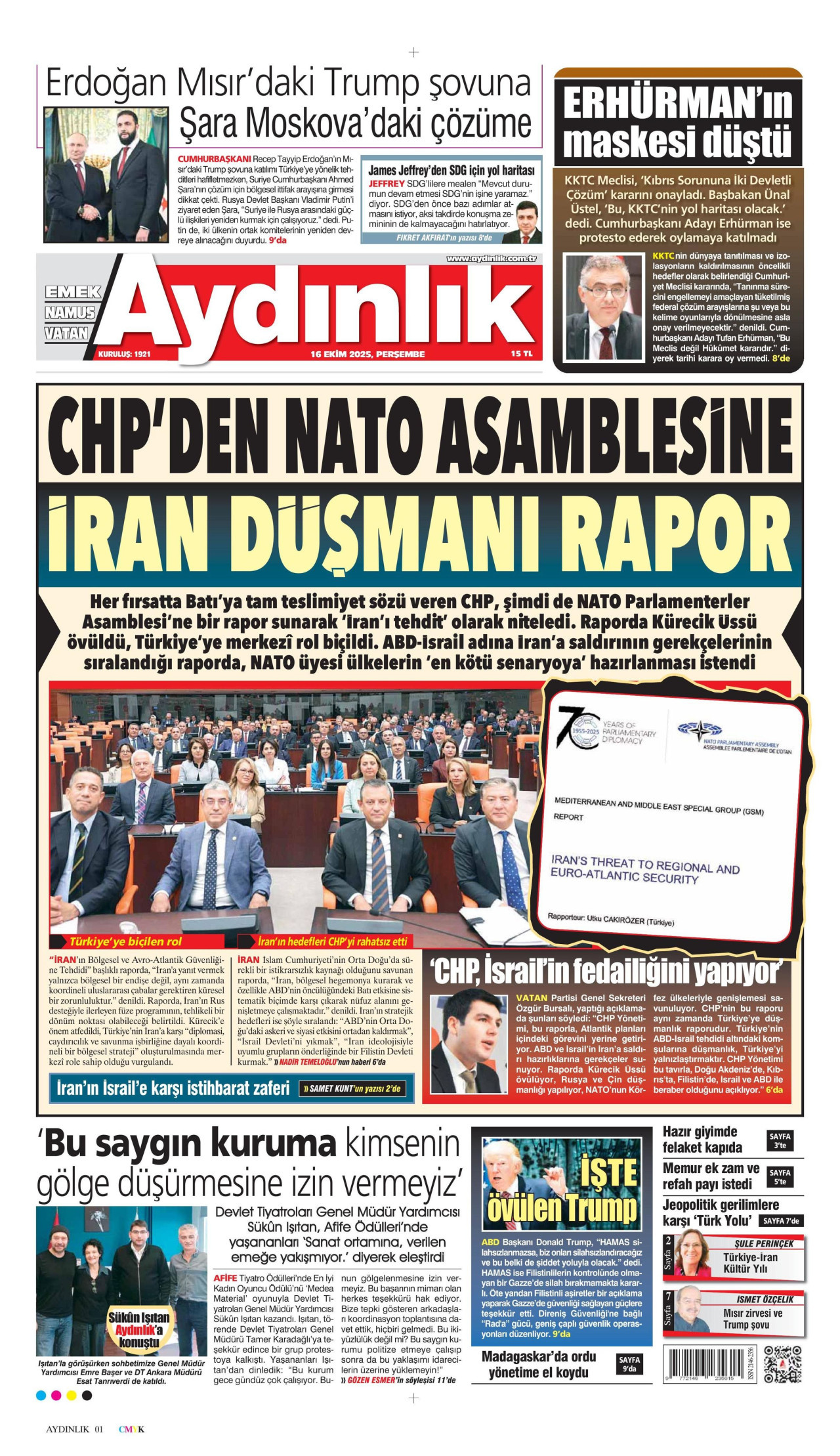 AYDINLIK GAZETESİ Gazete Manşeti