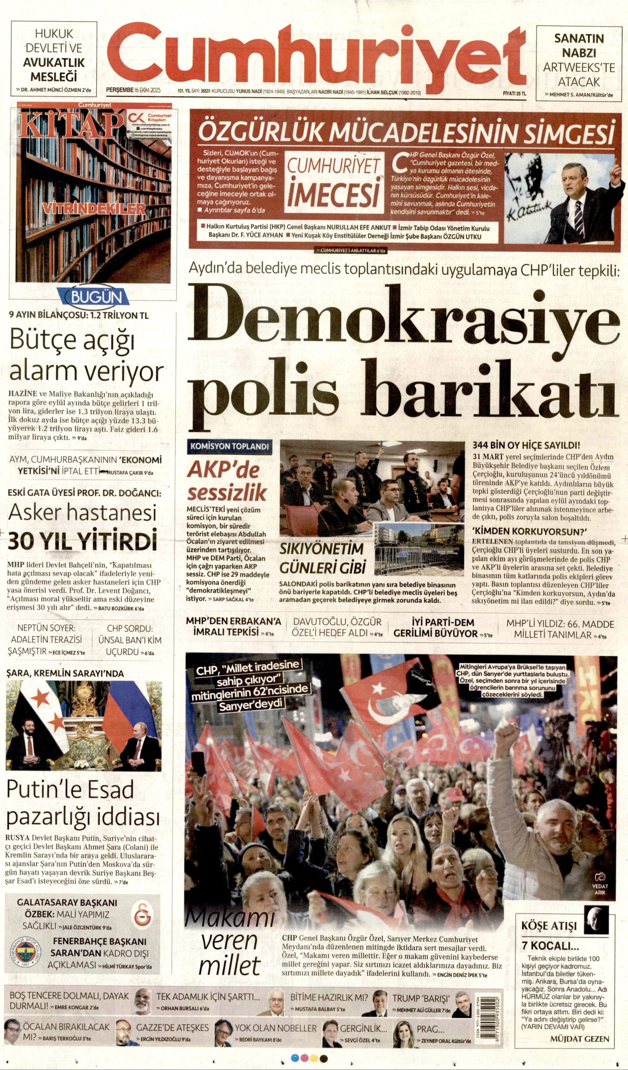 CUMHURİYET Gazete Manşeti