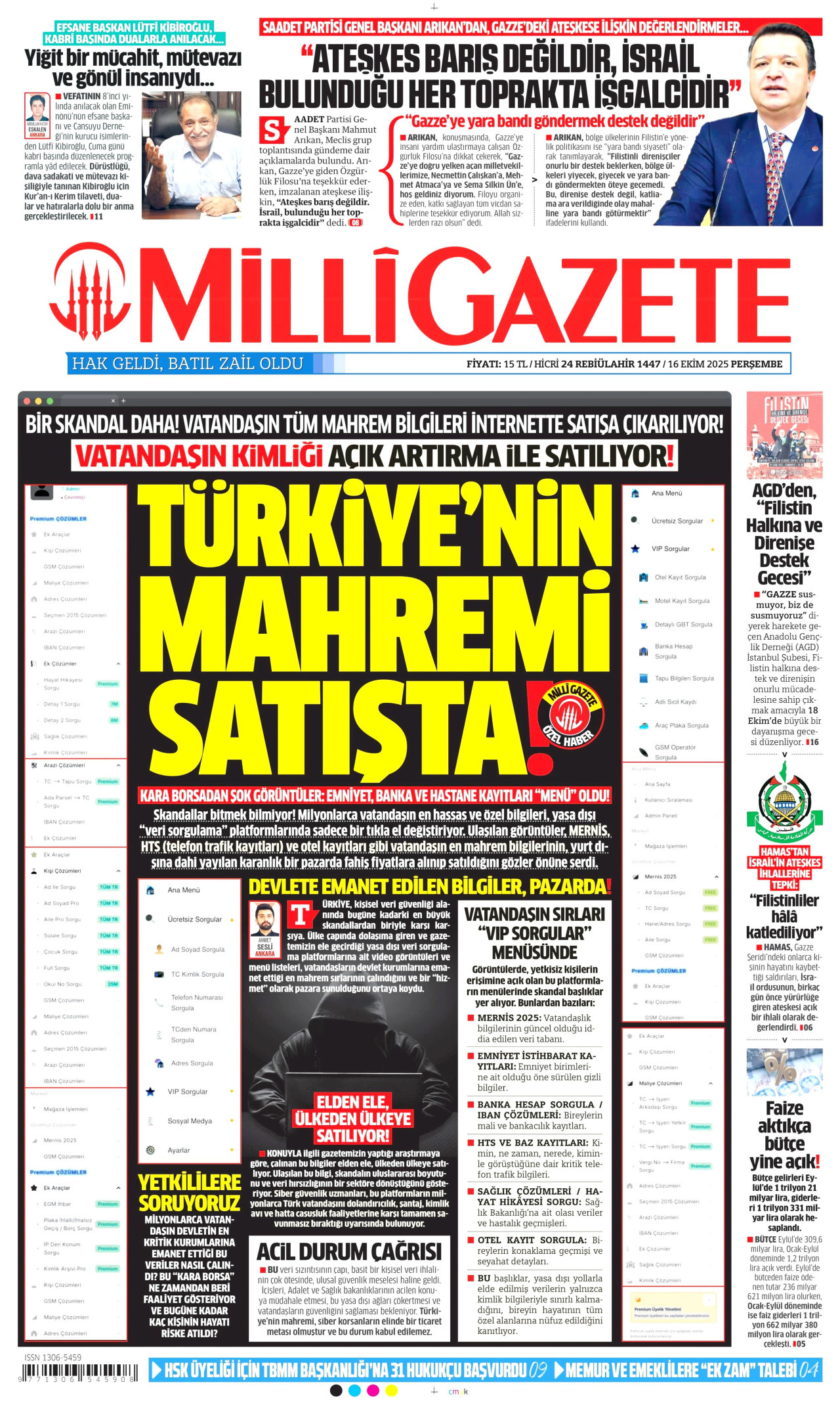 MİLLİ GAZETE Gazete Manşeti