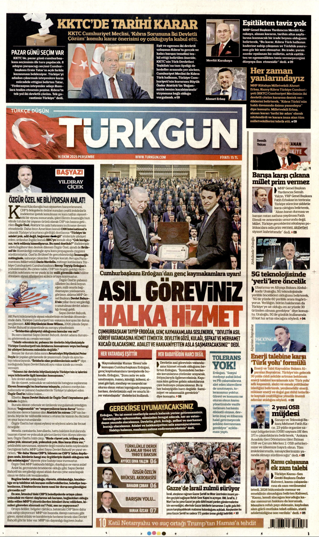 TÜRKGÜN Gazete Manşeti