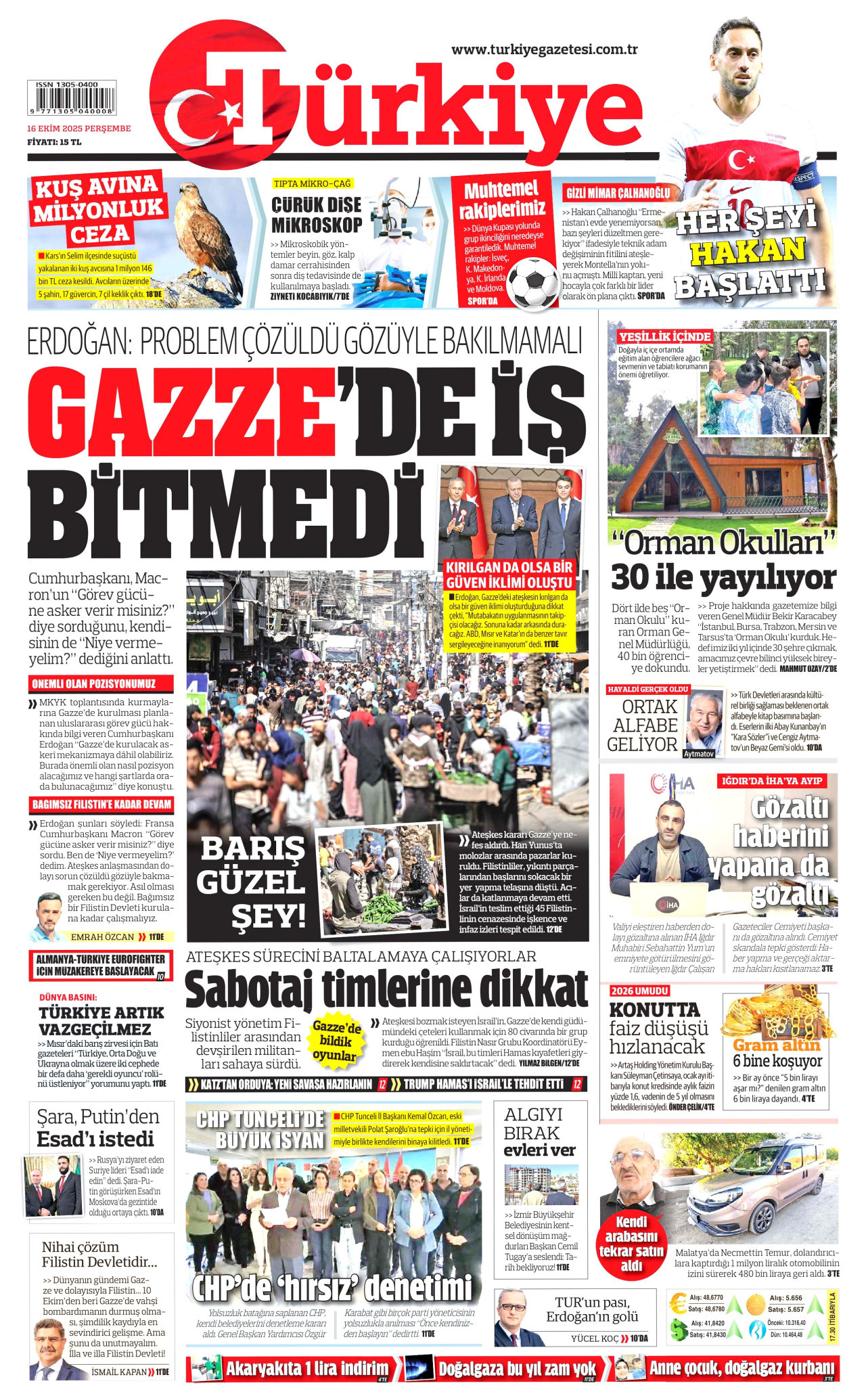 TÜRKİYE GAZETESİ Gazete Manşeti