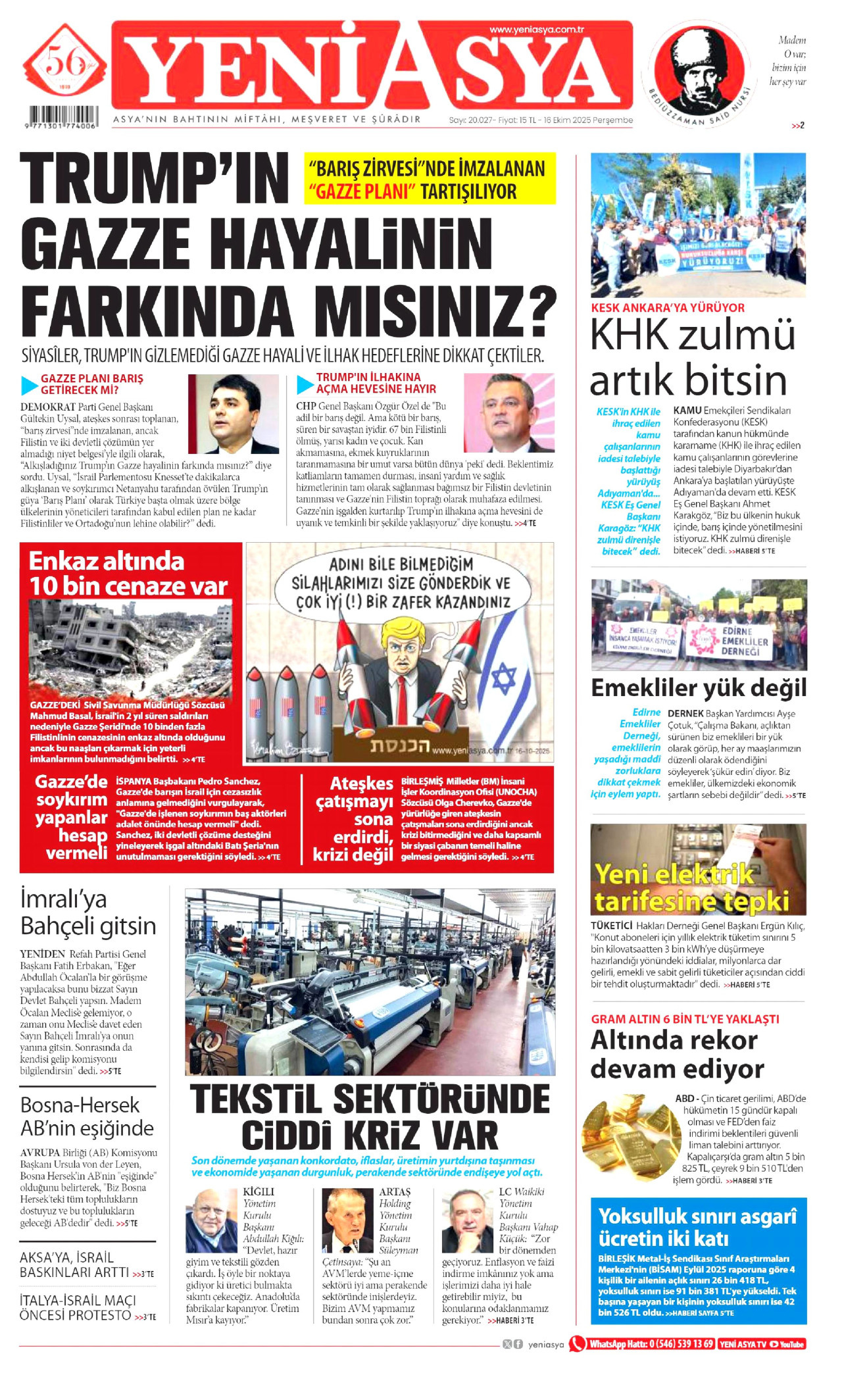 YENİ ASYA Gazete Manşeti
